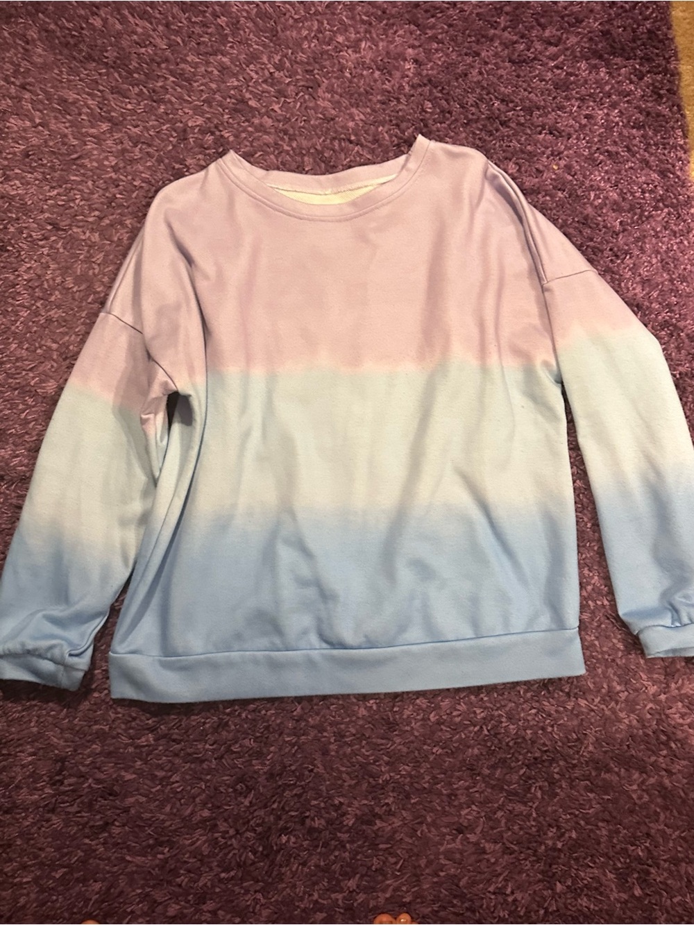 Lightweight Pastel Ombre Sweatshirt - Pink to Light Blue Size XL